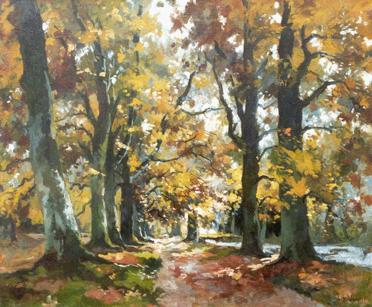 Vuuren J. van | Jan van Vuuren, Herfstlandschap, olieverf op doek 50,2 x 60,4 cm, gesigneerd rechtsonder
