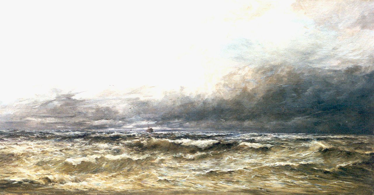 Arden H.  | Henri Arden, Mauvais temps au large Mer du Nord, olieverf op doek 90,0 x 170,0 cm, gesigneerd rechtsonder