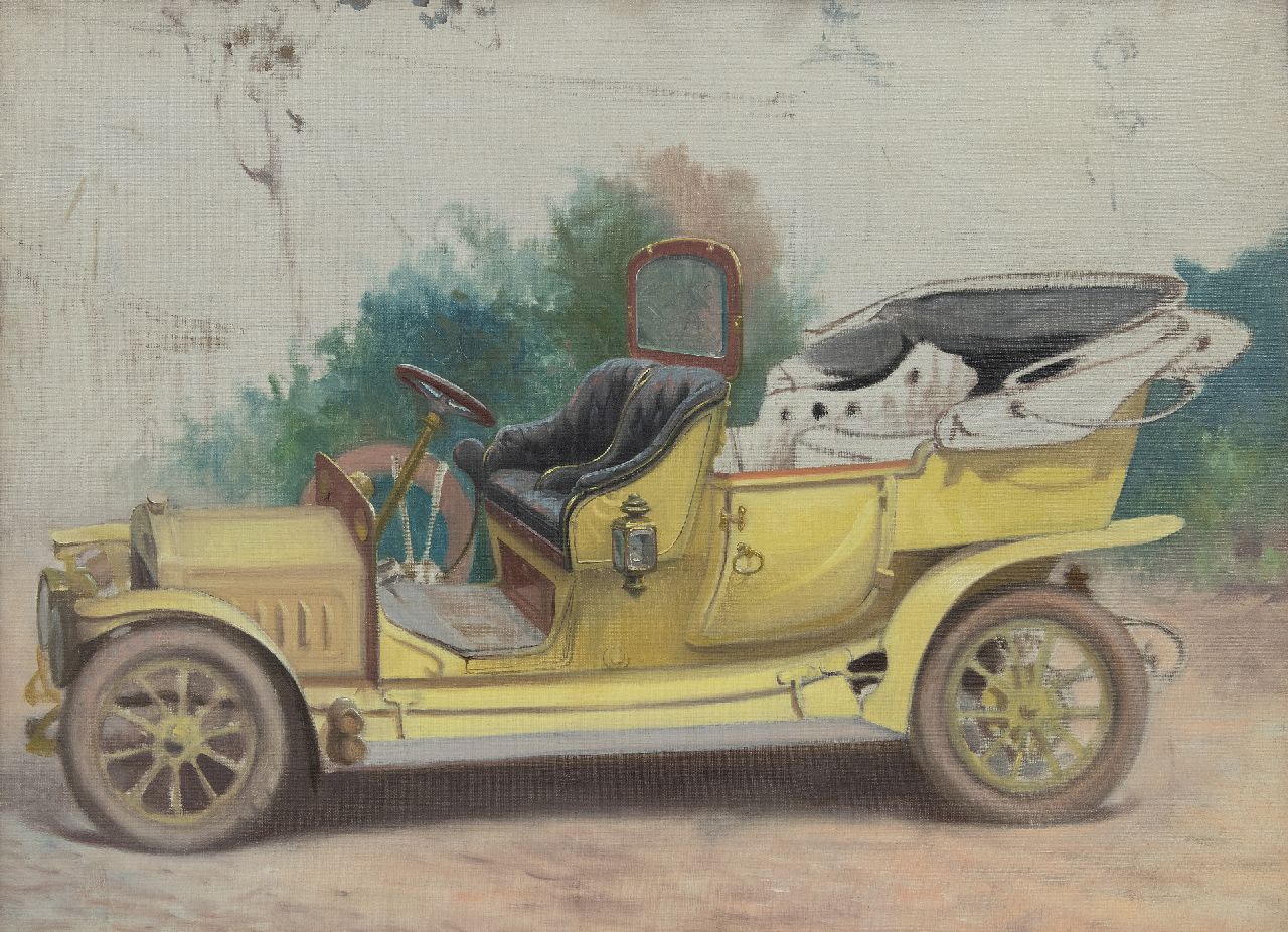 Onbekend   | Onbekend | Schilderijen te koop aangeboden | Antieke auto, olieverf op doek 48,1 x 66,0 cm