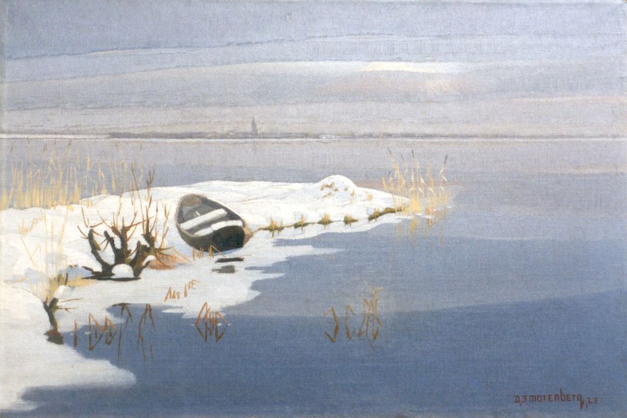 Smorenberg D.  | Dirk Smorenberg, Winters plassengezicht bij Loosdrecht, olieverf op doek 40,3 x 60,5 cm, gesigneerd rechtsonder en gedateerd '23