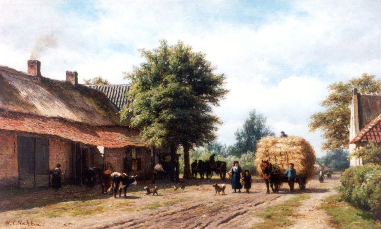 Nakken W.K.  | Willem Karel 'W.C.' Nakken, Dorpsweg in Noord-Brabant (Aarle-Rixtel bij Helmond), olieverf op doek 38,3 x 62,6 cm, gesigneerd linksonder