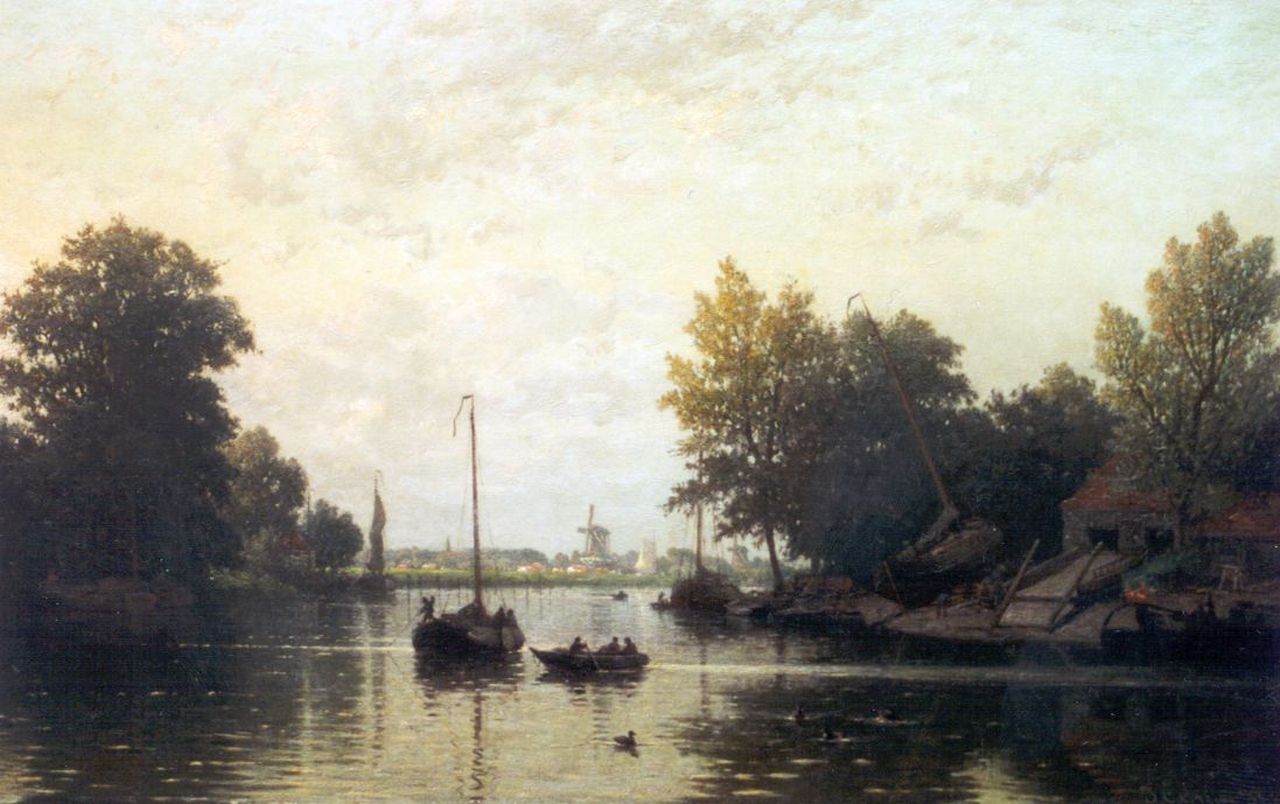 Greive J.C.  | Johan Conrad 'Coen' Greive, Scheepswerf aan een rivier, olieverf op doek 50,0 x 79,4 cm, gesigneerd rechtsonder