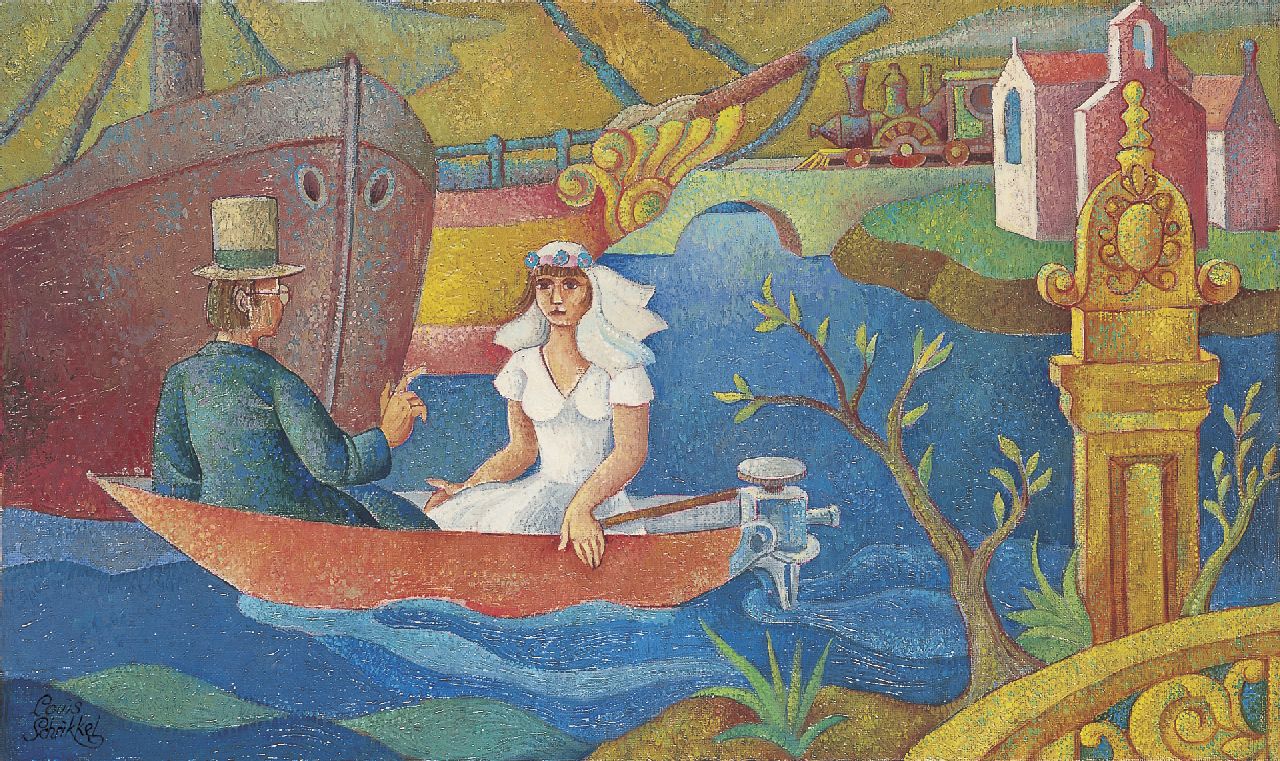 Schrikkel J.L.  | Johannes Lodewijk 'Louis' Schrikkel, De bruidsvaart, olieverf op doek 30,2 x 50,0 cm, gesigneerd linksonder en te dateren ca. 1940