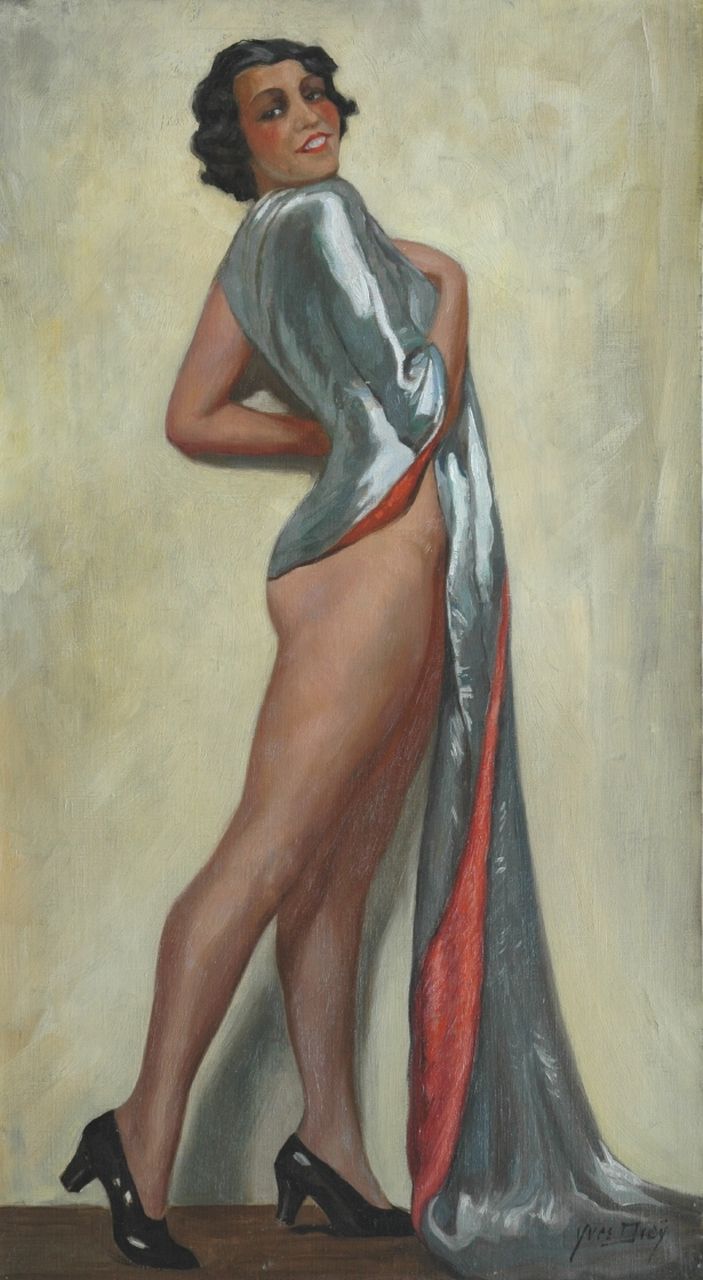 Yves Diey | Portret van een vrouw, olieverf op doek, 81,0 x 45,0 cm, gesigneerd r.o.