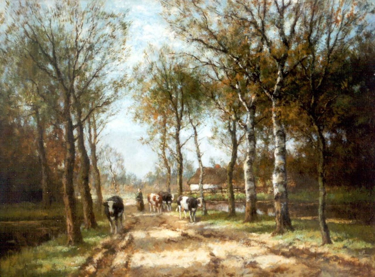 Bouter C.W.  | Cornelis Wouter 'Cor' Bouter, Op weg naar de stal, olieverf op doek 60,2 x 80,5 cm, gesigneerd linksonder 'C. Verschuur'