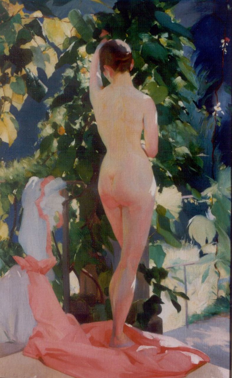 Costantini V.  | Virgilio Costantini, Naakt badend in zonlicht, olieverf op doek 139,7 x 86,4 cm, gesigneerd linksonder