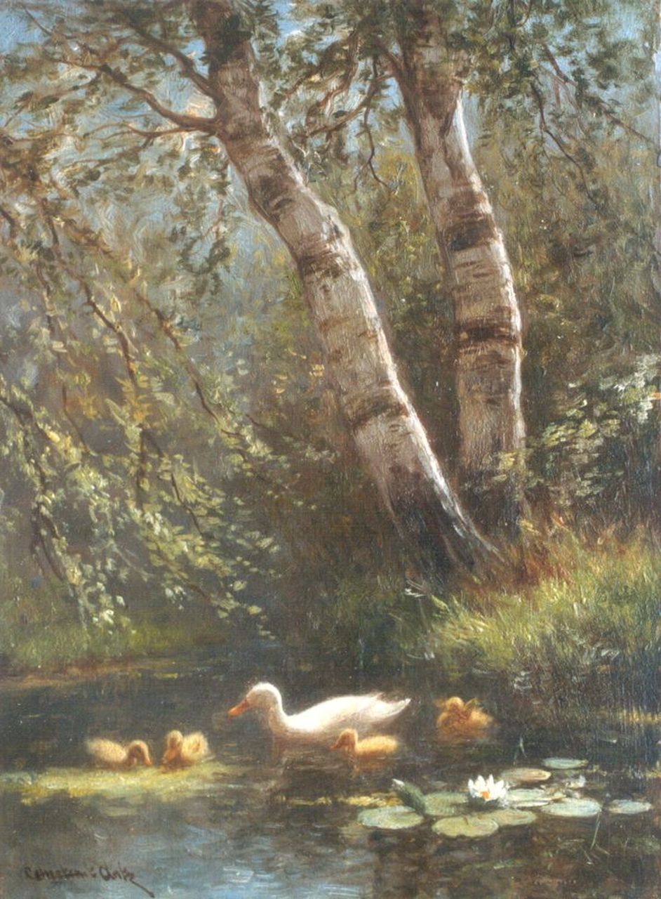 Artz C.D.L.  | 'Constant' David Ludovic Artz, Eenden op het water, olieverf op paneel 24,1 x 17,8 cm, gesigneerd linksonder