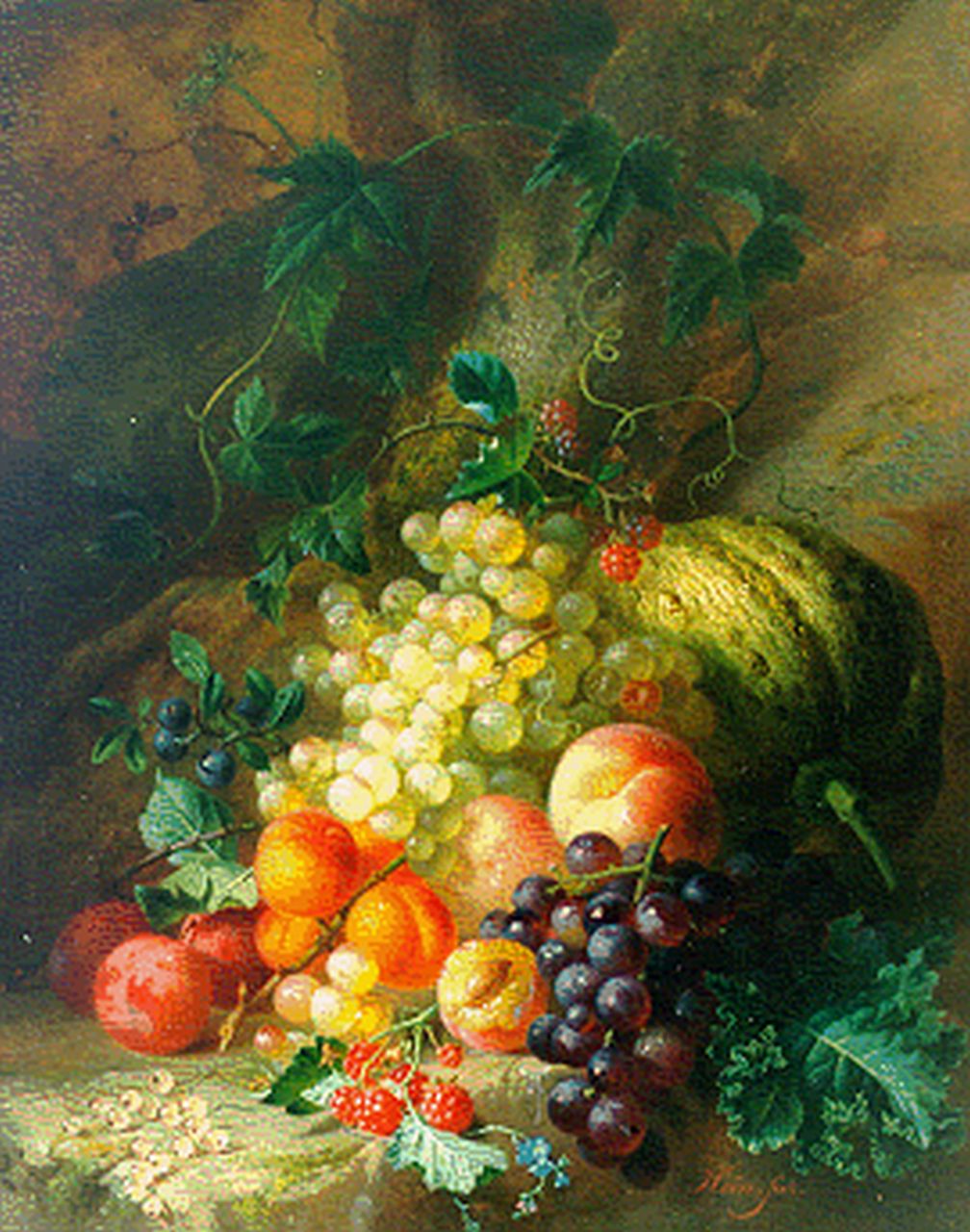 Hein H.J.  | Hendrik Jan Hein, Fruitstilleven, olieverf op paneel 53,1 x 42,4 cm, gesigneerd rechtsonder