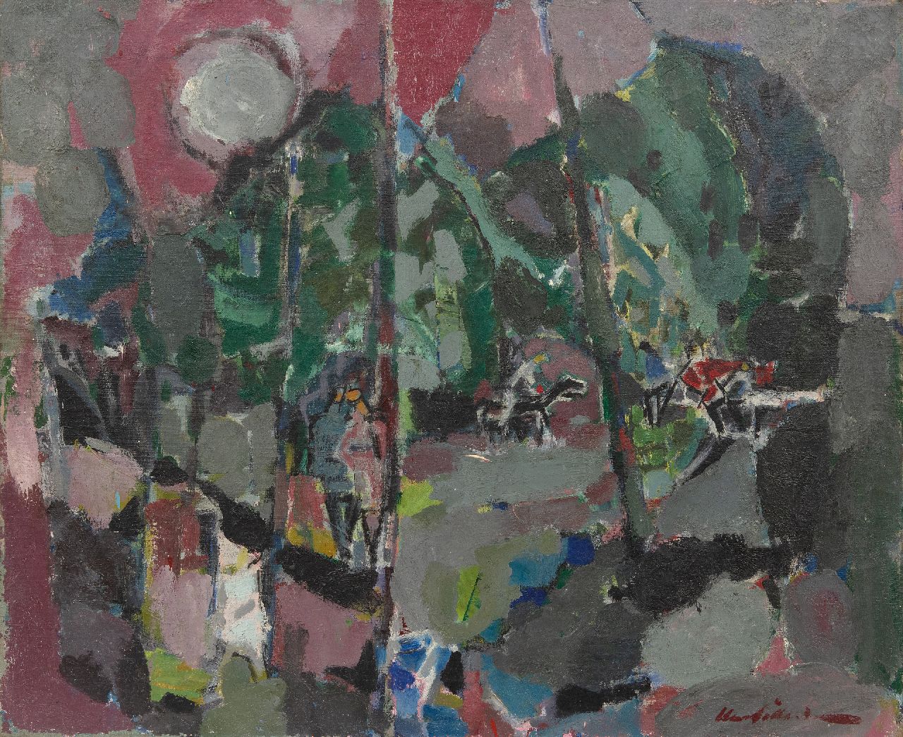Willemse H.  | Hendrik 'Henk' Willemse | Schilderijen te koop aangeboden | Parkgezicht, olieverf op doek 58,2 x 70,3 cm, gesigneerd rechtsonder en gedateerd 1953