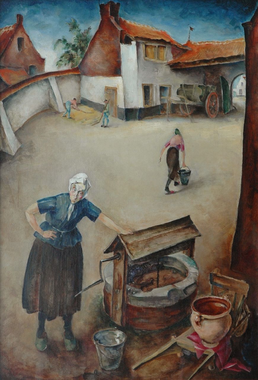 Kruizinga D.  | Dirk Kruizinga, Boerenerf, olieverf op doek 76,0 x 52,4 cm, gesigneerd rechtsonder