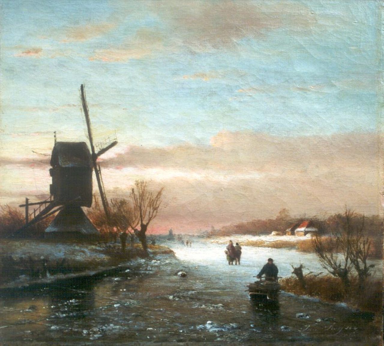 Swijser J.J.H.  | Johannes Jacob Hendrik 'Jan' Swijser, Winterlandschap met schaatsers, olieverf op doek 31,2 x 32,8 cm, gesigneerd rechtsonder en gedateerd 1886
