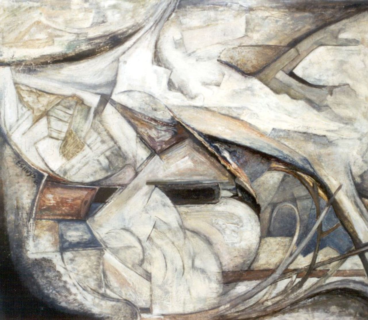 Eshuijs H.J.  | Hendrikus Jacobus Eshuijs, Abstract landschap, olieverf op doek 104,0 x 90,0 cm, gesigneerd middenonder en gedateerd '64