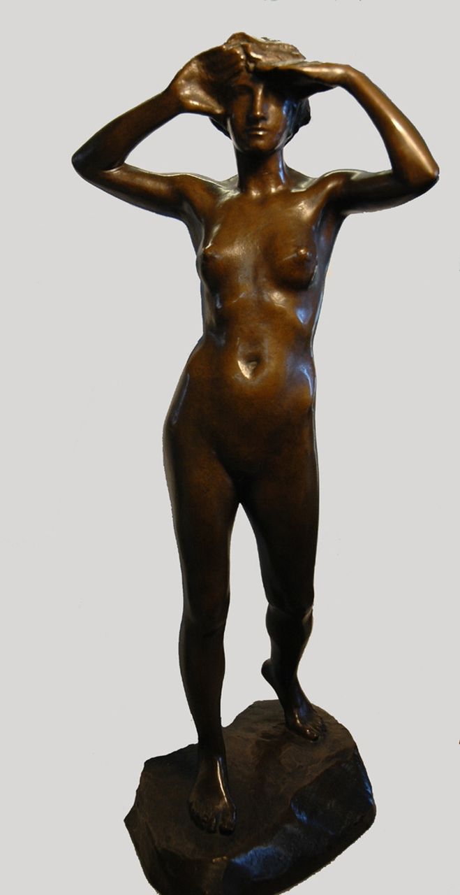 Wolbers D.J.  | 'Dirk' Johannes Wolbers, Vrouwelijk naakt, brons 41,0 cm, gesigneerd op basis en gedateerd '26