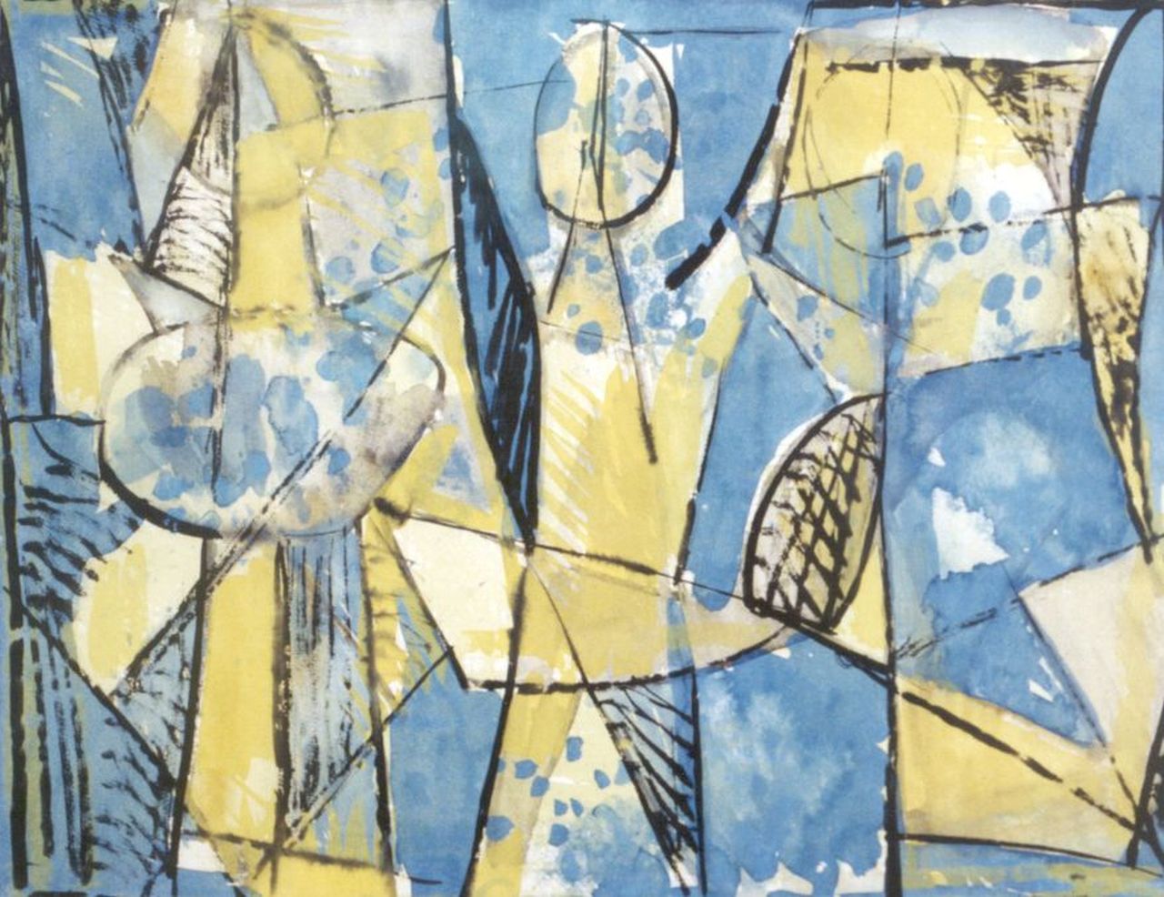 Moor C.N.E. de | Christiaan Nicolaas Everard 'Chris' de Moor, Compositie, gouache op papier 47,0 x 59,8 cm, gesigneerd rechtsonder en gedateerd '59