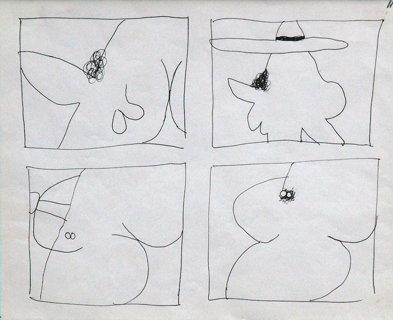 Roëde J.  | Jan Roëde | Aquarellen en tekeningen te koop aangeboden | Erotische schetsen, pen op papier 20,7 x 25,9 cm