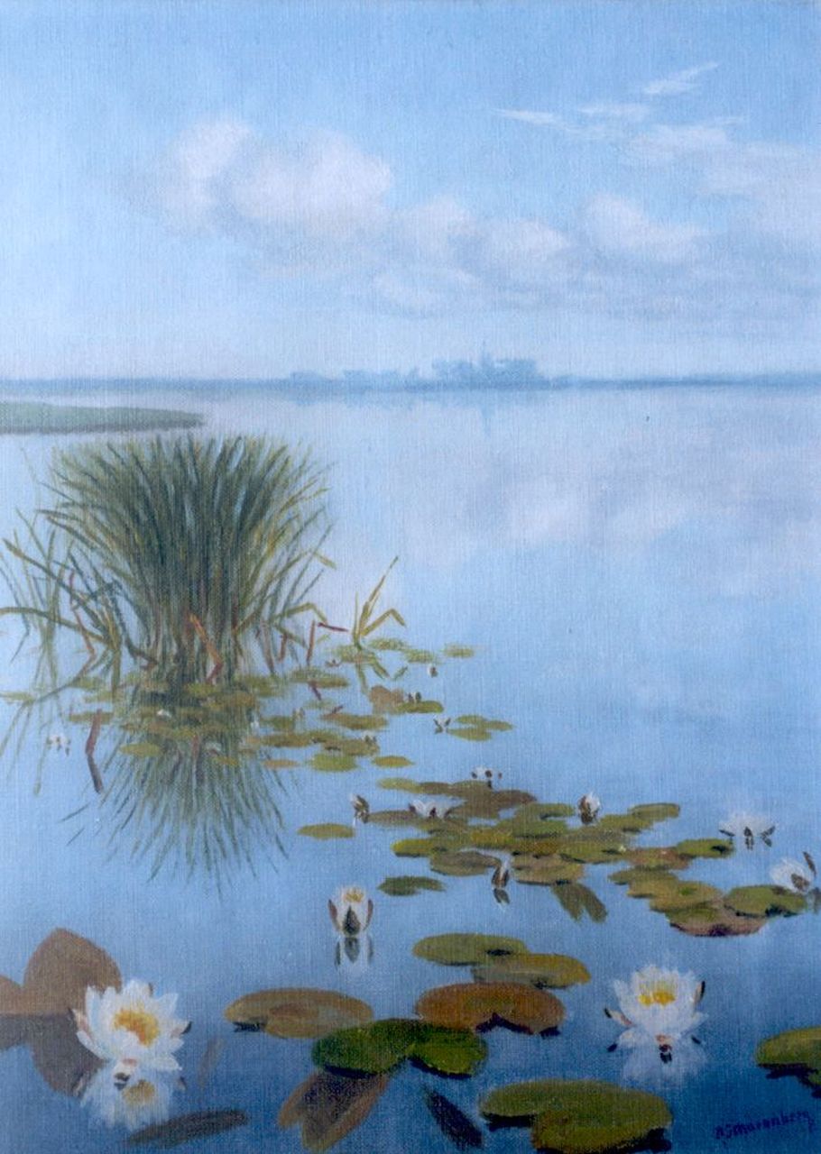 Smorenberg D.  | Dirk Smorenberg, Waterlelies, olieverf op doek 40,4 x 30,5 cm, gesigneerd rechtsonder