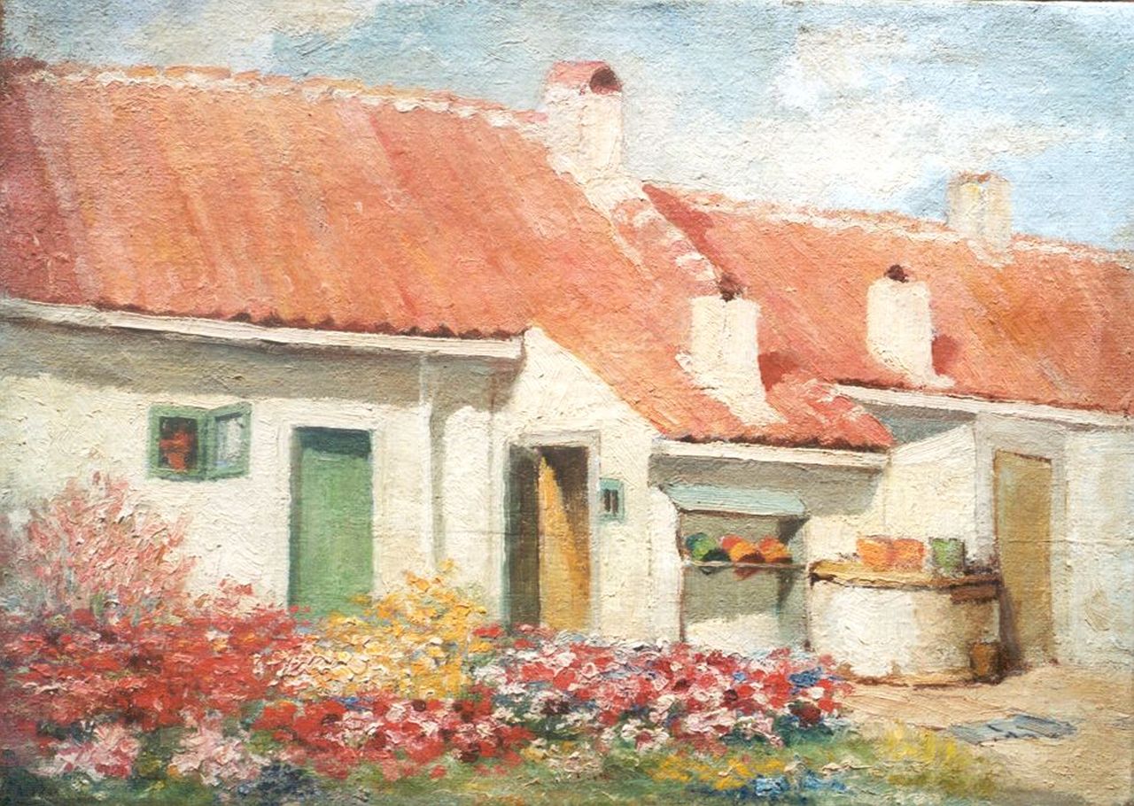 Zee A. van der | Abraham van der Zee, Boerderij met bloementuin, olieverf op doek 46,9 x 65,7 cm, gesigneerd linksonder