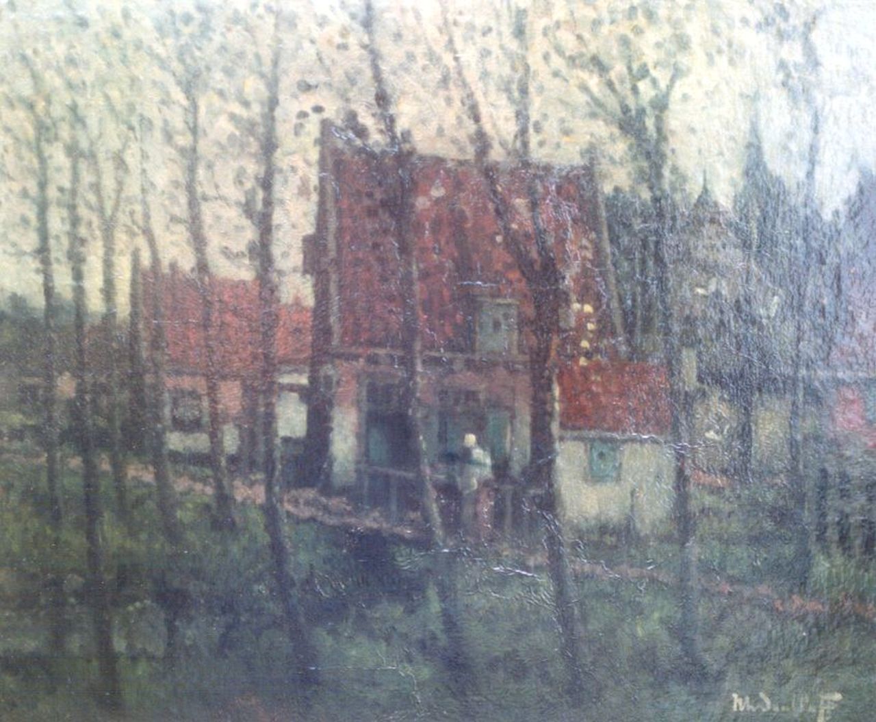 Daalhoff H.A. van | Hermanus Antonius 'Henri' van Daalhoff, Boerderijen, olieverf op paneel 37,5 x 46,0 cm, gesigneerd rechtsonder