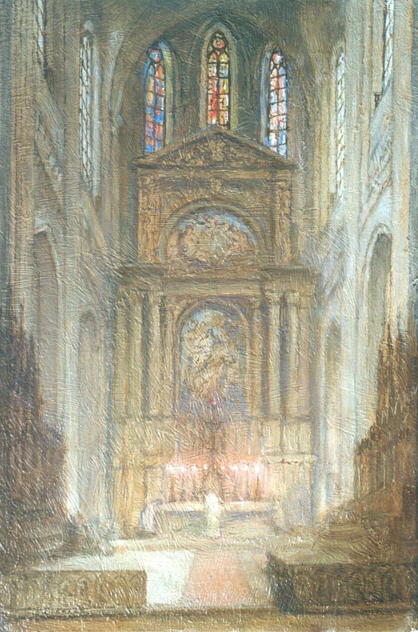 Cossaar J.C.W.  | Jacobus Cornelis Wyand 'Ko' Cossaar, Kerk interieur, olieverf op doek 40,5 x 27,0 cm, gesigneerd linksonder
