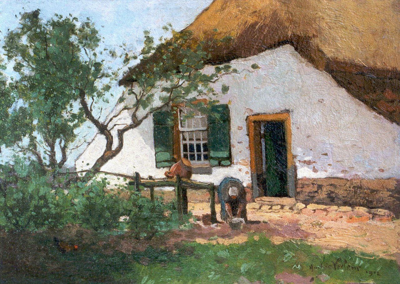 Verleur A.  | Andries Verleur, Boerenerfje, olieverf op doek op paneel 30,1 x 42,5 cm, gesigneerd rechtsonder en gedateerd 1912