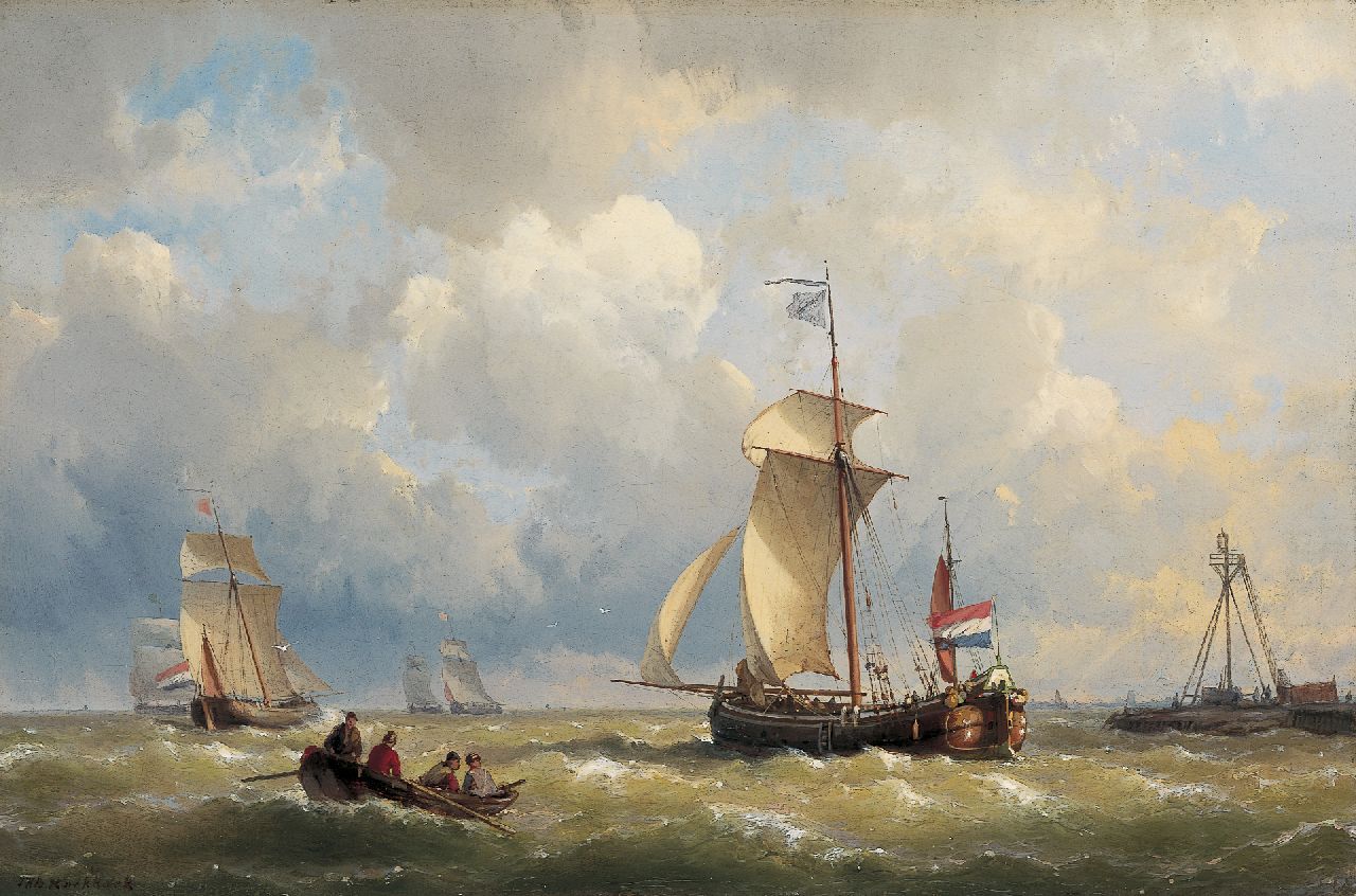 Koekkoek J.H.B.  | Johannes Hermanus Barend 'Jan H.B.' Koekkoek, Zeilschepen op woelige zee, olieverf op doek 36,2 x 54,4 cm, gesigneerd linksonder