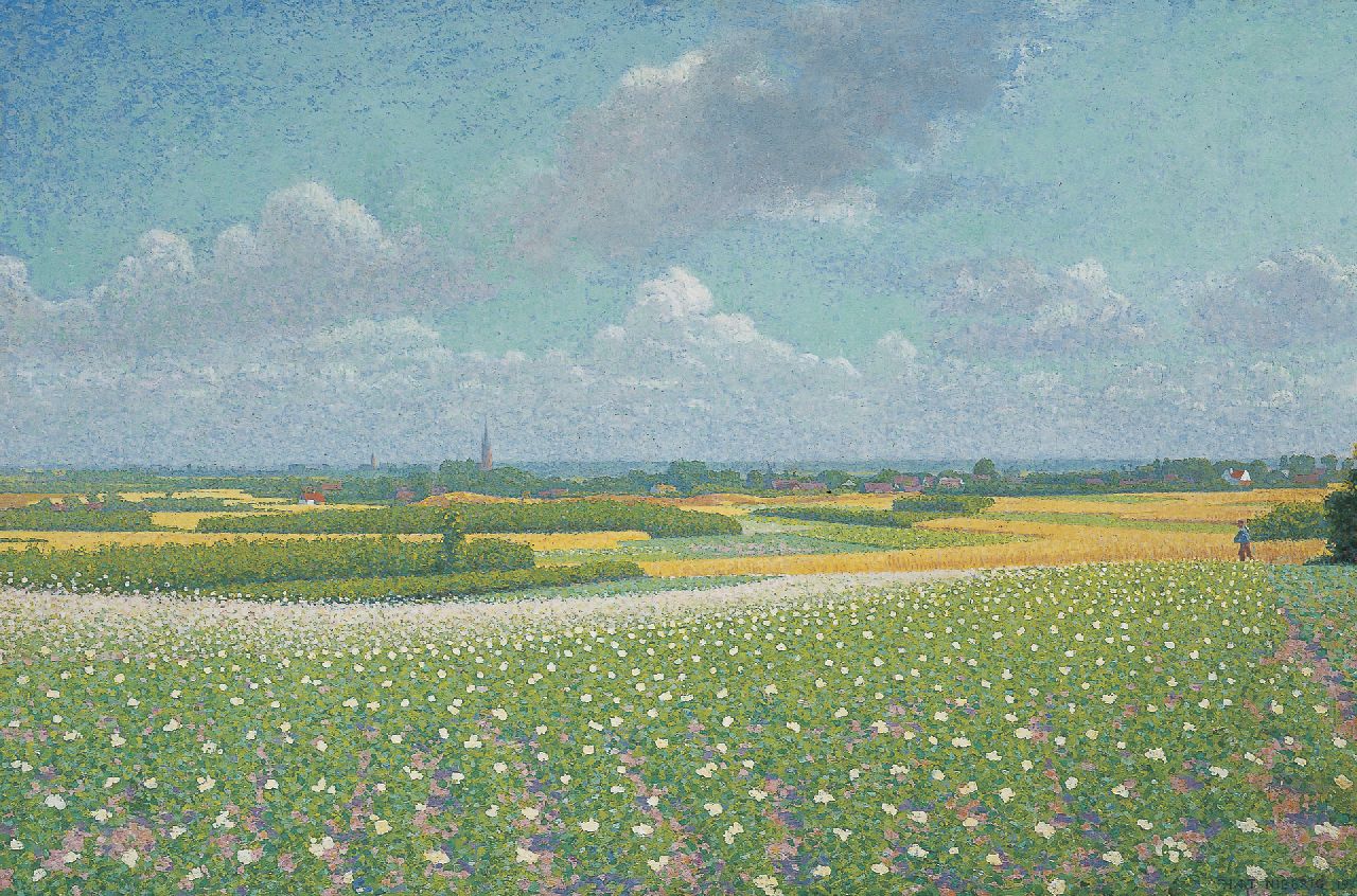 Hart Nibbrig F.  | Ferdinand Hart Nibbrig, Panorama van De Eng bij Blaricum, olieverf op doek 60,2 x 90,7 cm, gesigneerd rechtsonder en gedateerd 1902