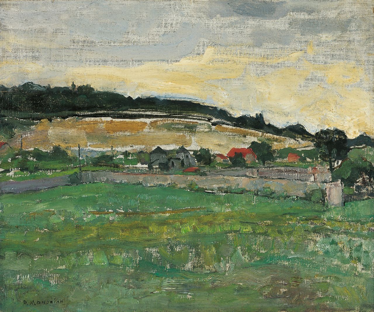 Mondriaan P.C.  | Pieter Cornelis 'Piet' Mondriaan, Landschap bij Montmorency, olieverf op doek 46,3 x 55,2 cm, gesigneerd linksonder en verso en verso gedateerd 8 aug. '30