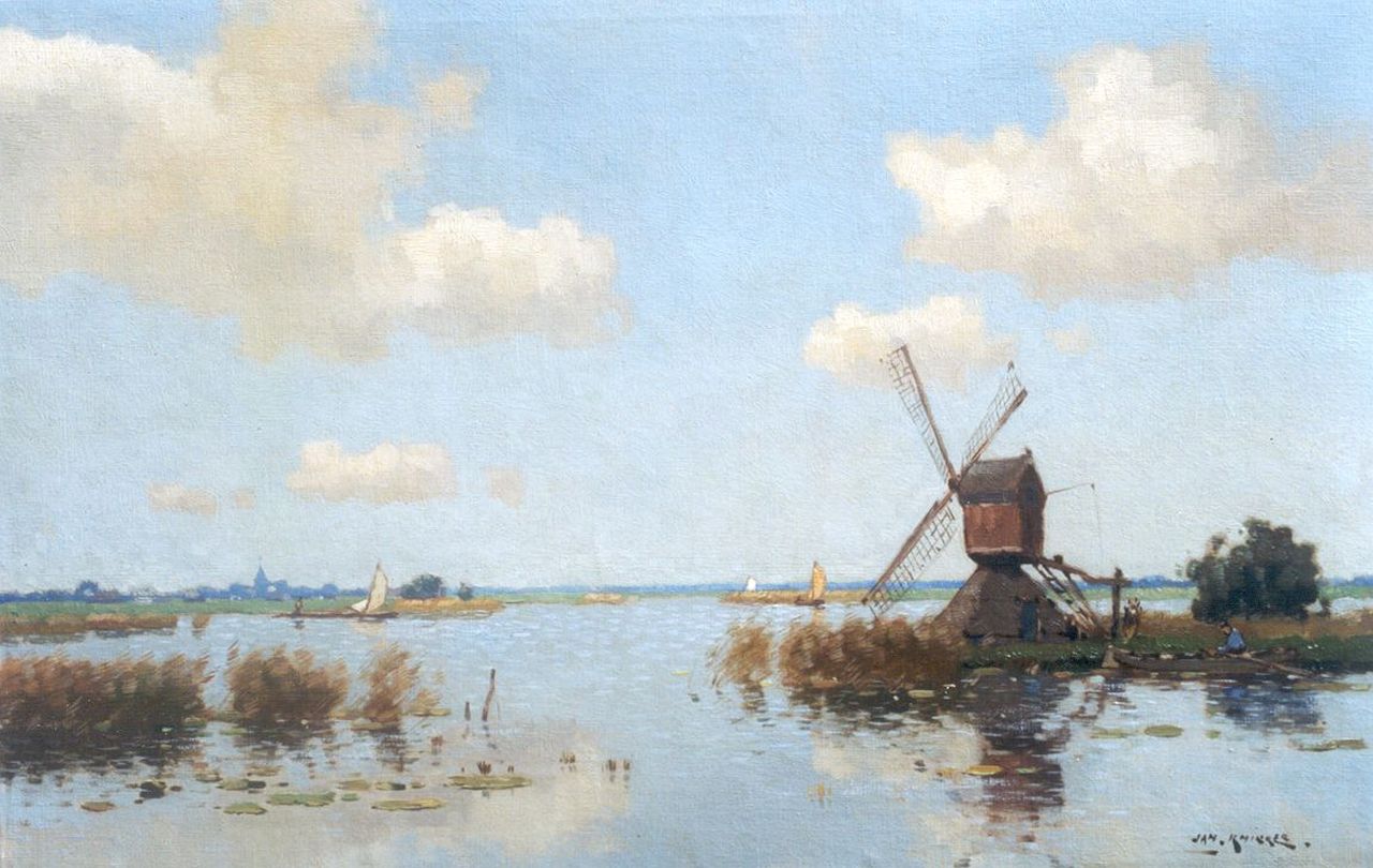 Knikker sr. J.S.  | 'Jan' Simon Knikker sr., Hollands waterlandschap, olieverf op doek 40,2 x 60,3 cm, gesigneerd rechtsonder