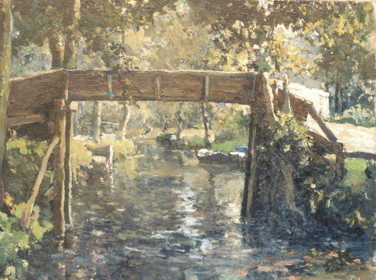 Polderman H.N.  | 'Hugo' Nicolaas Polderman, Brug in Giethoorn, olieverf op doek 46,2 x 60,9 cm, gesigneerd rechtsonder
