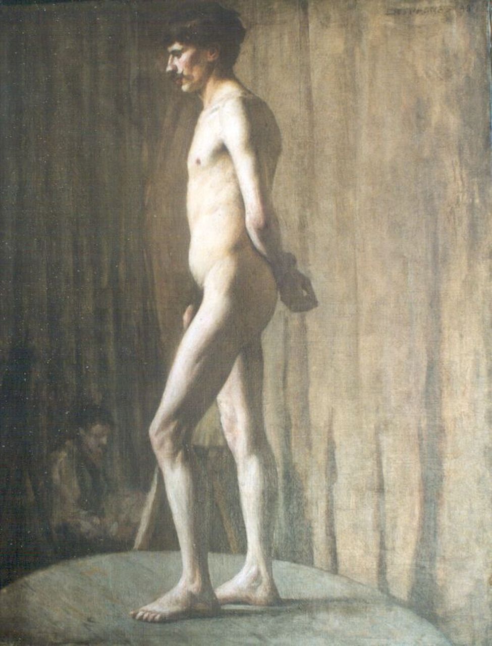 Espagnat G. d' | Georges d' Espagnat, Manlijk naakt, olieverf op doek 81,0 x 65,0 cm, gesigneerd rechtsboven en gedateerd '98