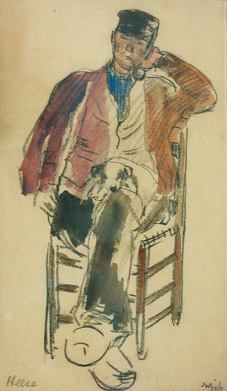 Sluiter J.W.  | Jan Willem 'Willy' Sluiter, Schets van boer uit Heeze, 31,5 x 19,0 cm, gesigneerd linksonder en gedateerd '96