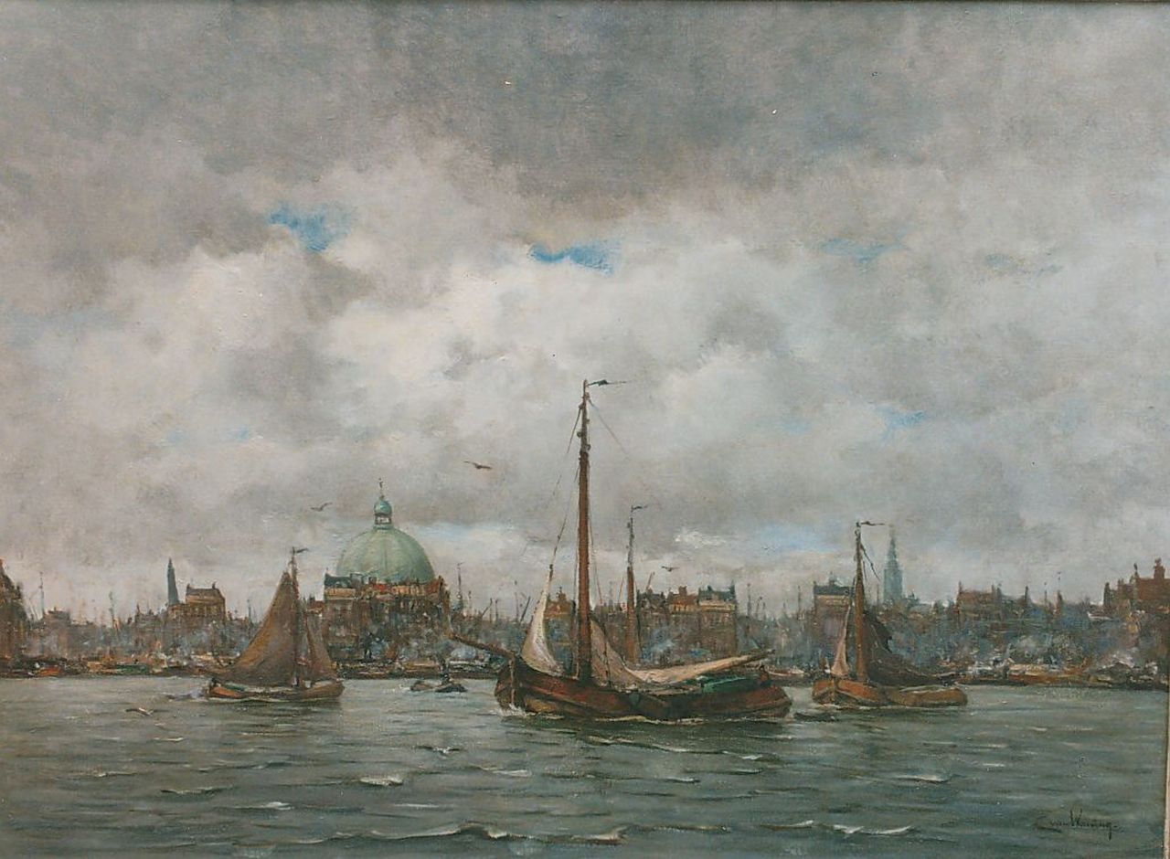 Waning C.A. van | Cornelis Anthonij 'Kees' van Waning, Gezicht op het IJ van Amsterdam, olieverf op doek 80,0 x 110,0 cm, gesigneerd rechtsonder