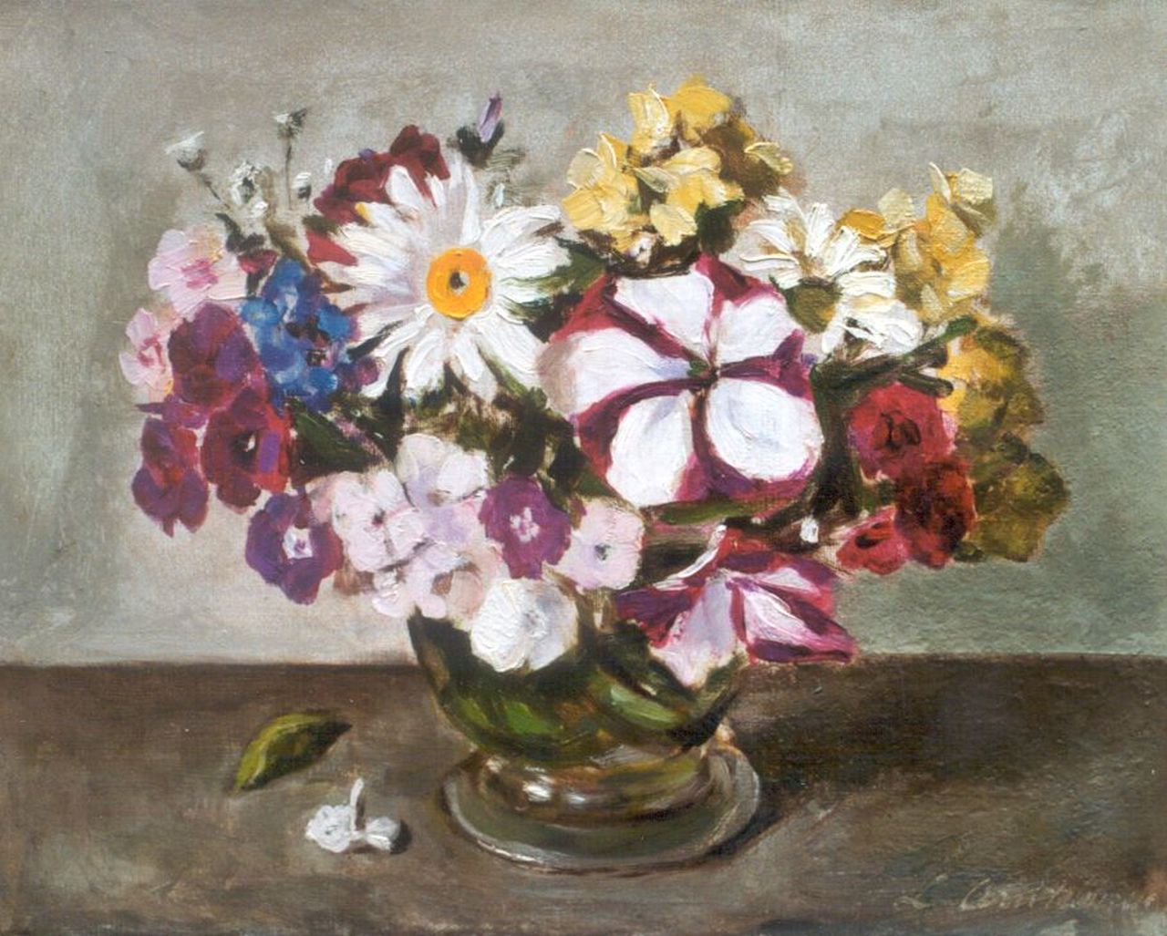 Arntzenius A.M.M.  | Alide Margaretha Maria 'Liekie' Arntzenius, Kleurige bloemenpracht, olieverf op doek 23,8 x 30,2 cm, gesigneerd rechtsonder