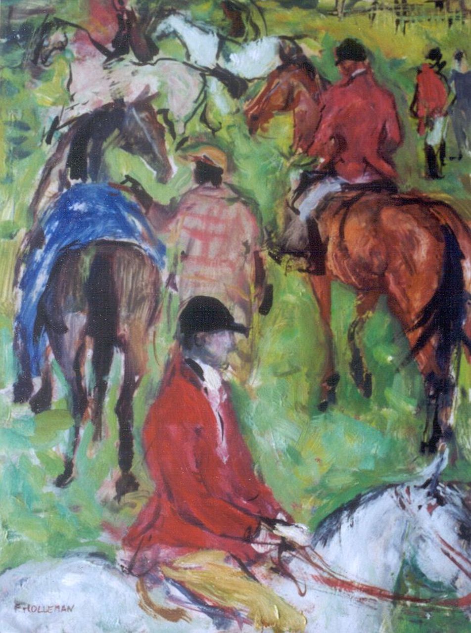 Holleman F.  | Frida Holleman, Paardrijders, olieverf op board 40,0 x 30,0 cm, gesigneerd linksonder