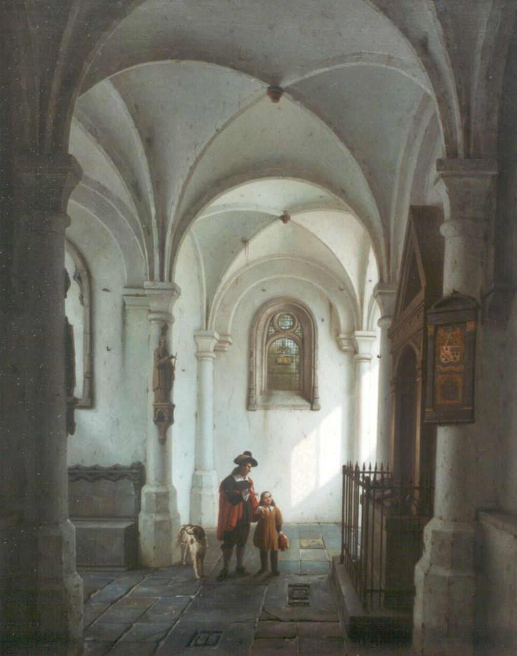 Haanen G.G.  | George Gillis Haanen, Figuren in een kapel, olieverf op paneel 49,6 x 39,6 cm, gesigneerd linksonder en gedateerd '1833 Ut.t.'