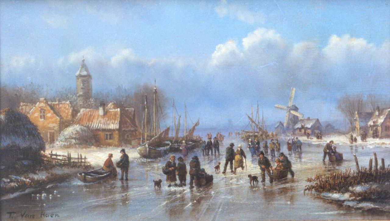 Haen T. van | van Haen, IJspret, olieverf op paneel 16,0 x 26,9 cm, gesigneerd linksonder