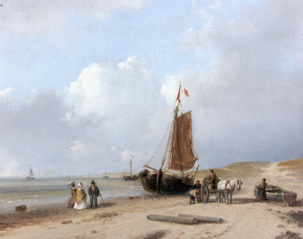 Brouwer P.M.  | Petrus Marius Brouwer, Strandgezicht, olieverf op paneel 16,7 x 20,6 cm, gesigneerd linksonder
