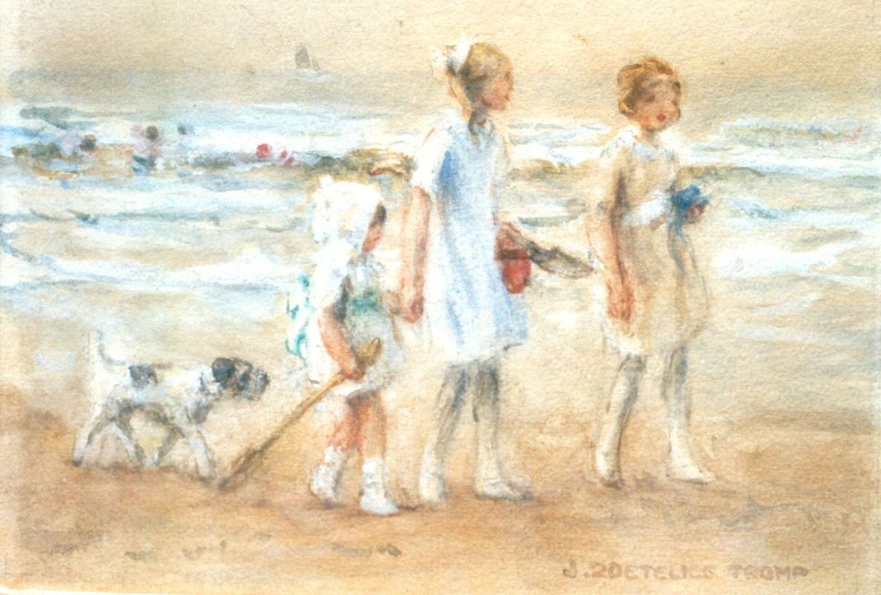 Zoetelief Tromp J.  | Johannes 'Jan' Zoetelief Tromp, Op het strand, aquarel op papier 16,1 x 23,4 cm, gesigneerd rechtsonder