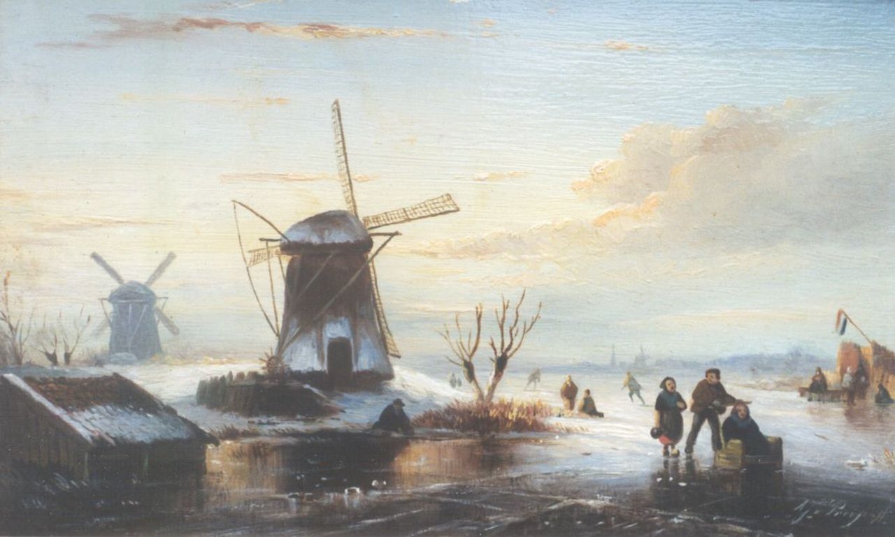 Prooijen A.J. van | Albert Jurardus van Prooijen, IJspret, olieverf op paneel 21,0 x 35,0 cm, gesigneerd rechtsonder