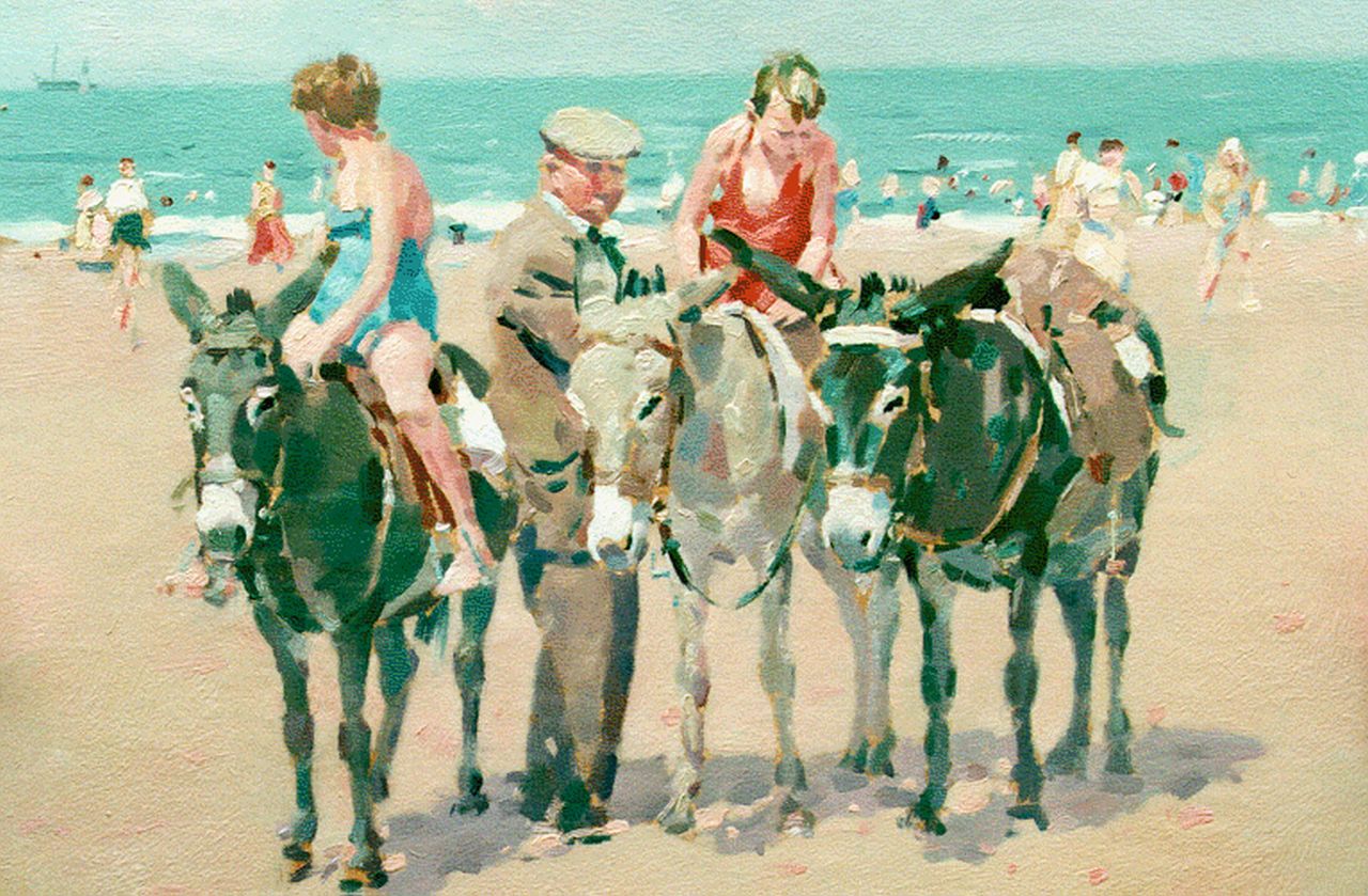 Verdonk F.W.  | Frederik Willem 'Frits' Verdonk, Ezeltje rijden op het strand, 34,0 x 47,0 cm, gesigneerd rechtsonder