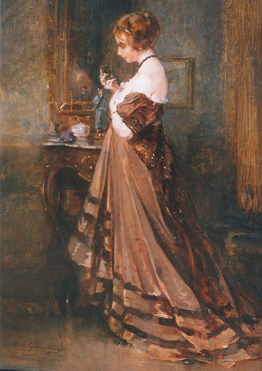 Gouweloos J.L.H.  | 'Jean' Léon Henri Gouweloos, Vrouw met sigaret, olieverf op paneel 39,8 x 29,3 cm, gesigneerd linksonder