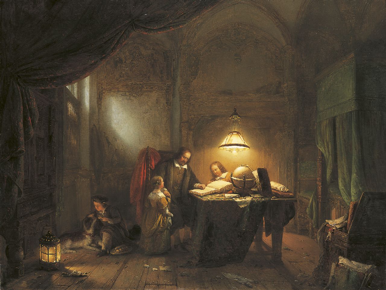 Haanen G.G.  | George Gillis Haanen, De avondles, olieverf op doek 60,3 x 92,0 cm, gesigneerd rechtsonder en gedateerd 1853