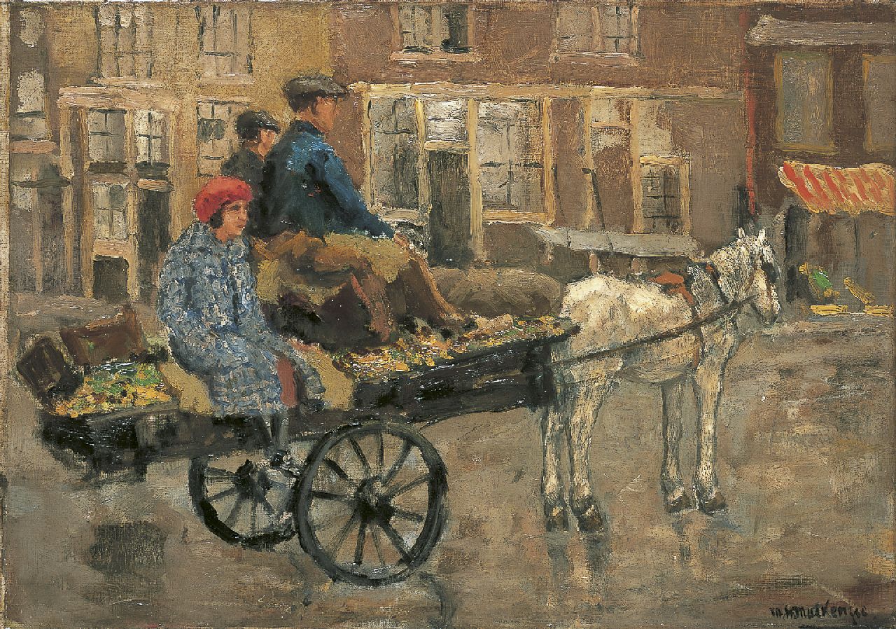Mackenzie M.H.  | Marie Henri Mackenzie, Paardenkar bij de Noordermarkt, Amsterdam, olieverf op doek 46,4 x 65,5 cm, gesigneerd rechtsonder