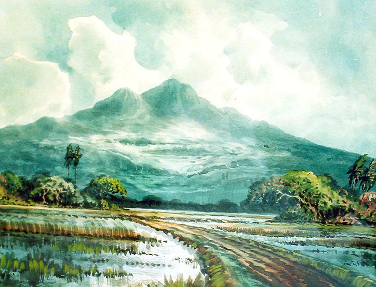 Widjaja A.K.  | Anton Kustia Widjaja, Sawa's in Indonesië, aquarel op papier 23,0 x 30,0 cm, gesigneerd rechtsonder
