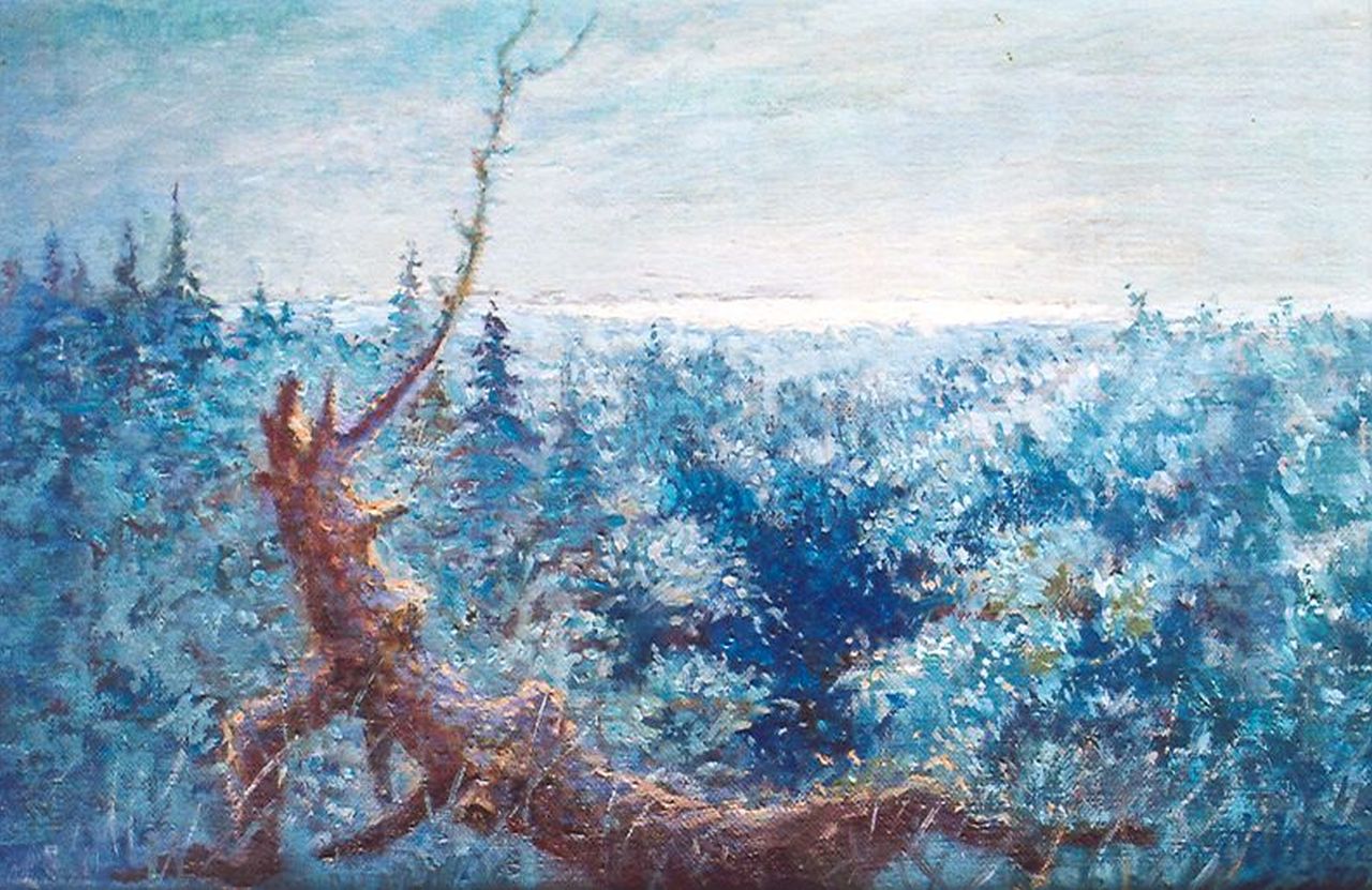 Wijn C. de | Cornelis de Wijn, Zonsopgang, olieverf op paneel 21,8 x 32,4 cm, gesigneerd rechtsonder en gedateerd '70