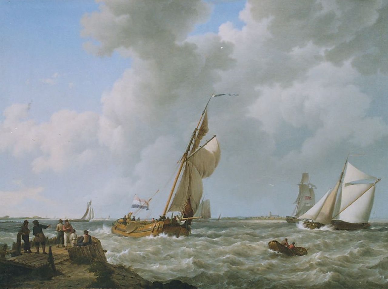 Koekkoek J.H.  | Johannes Hermanus Koekkoek, Laverende zeilschepen voor de Zeeuwse kust, olieverf op doek 54,0 x 73,4 cm, gesigneerd linksonder en gedateerd 1833