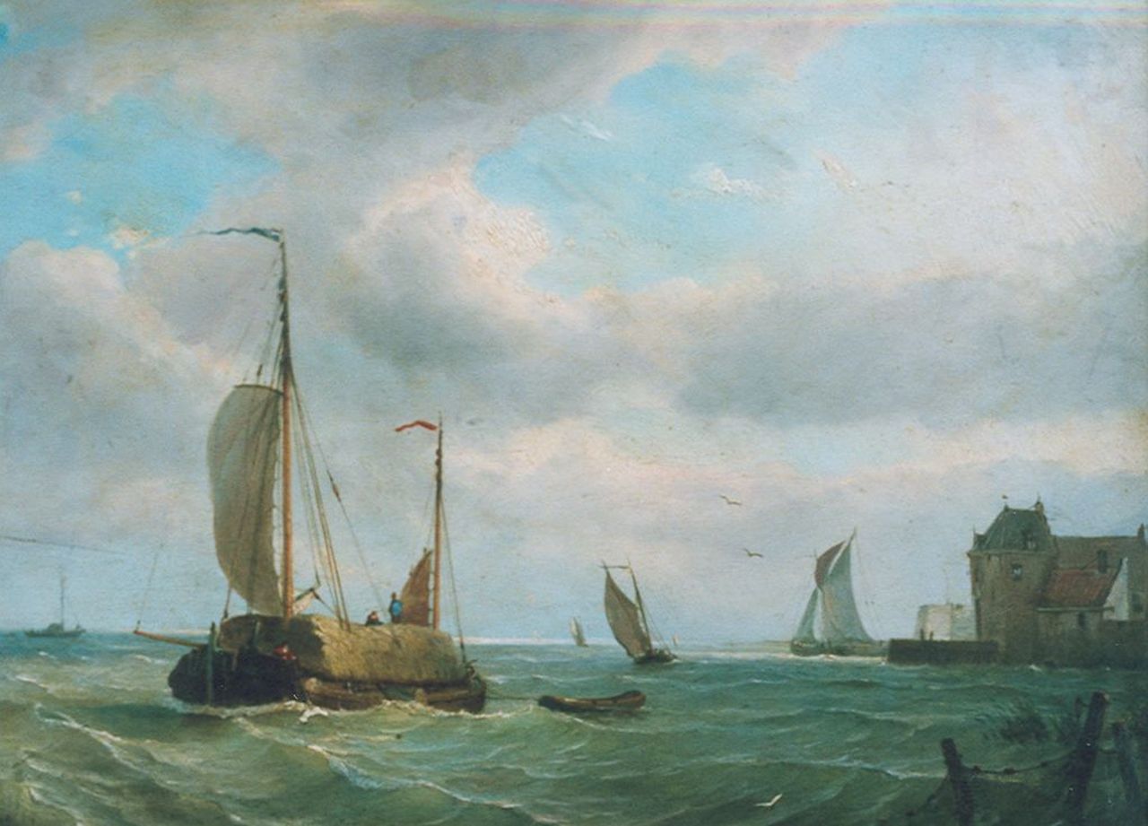 Schiedges P.P. | Petrus Paulus Schiedges, Het uitzeilen van een hooischuit, olieverf op paneel 39,2 x 52,4 cm, gesigneerd linksonder en gedateerd '64 Schiedges P.P. | Petrus Paulus Schiedges, Het uitzeilen van een hooischuit, olieverf op paneel 39,2 x 52,4 cm, gesigneerd linksonder en gedateerd '64