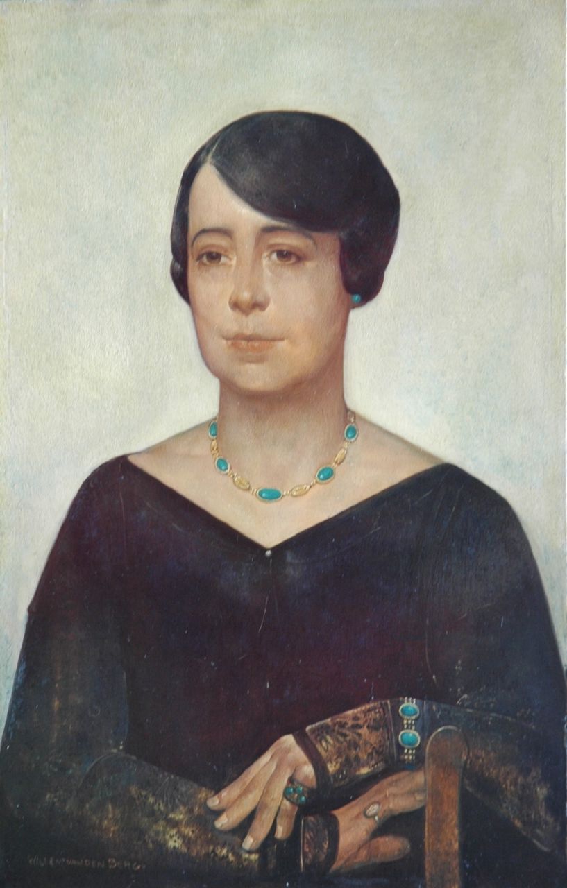 Berg W.H. van den | 'Willem' Hendrik van den Berg, Damesportret, olieverf op paneel 41,4 x 26,6 cm, gesigneerd linksonder
