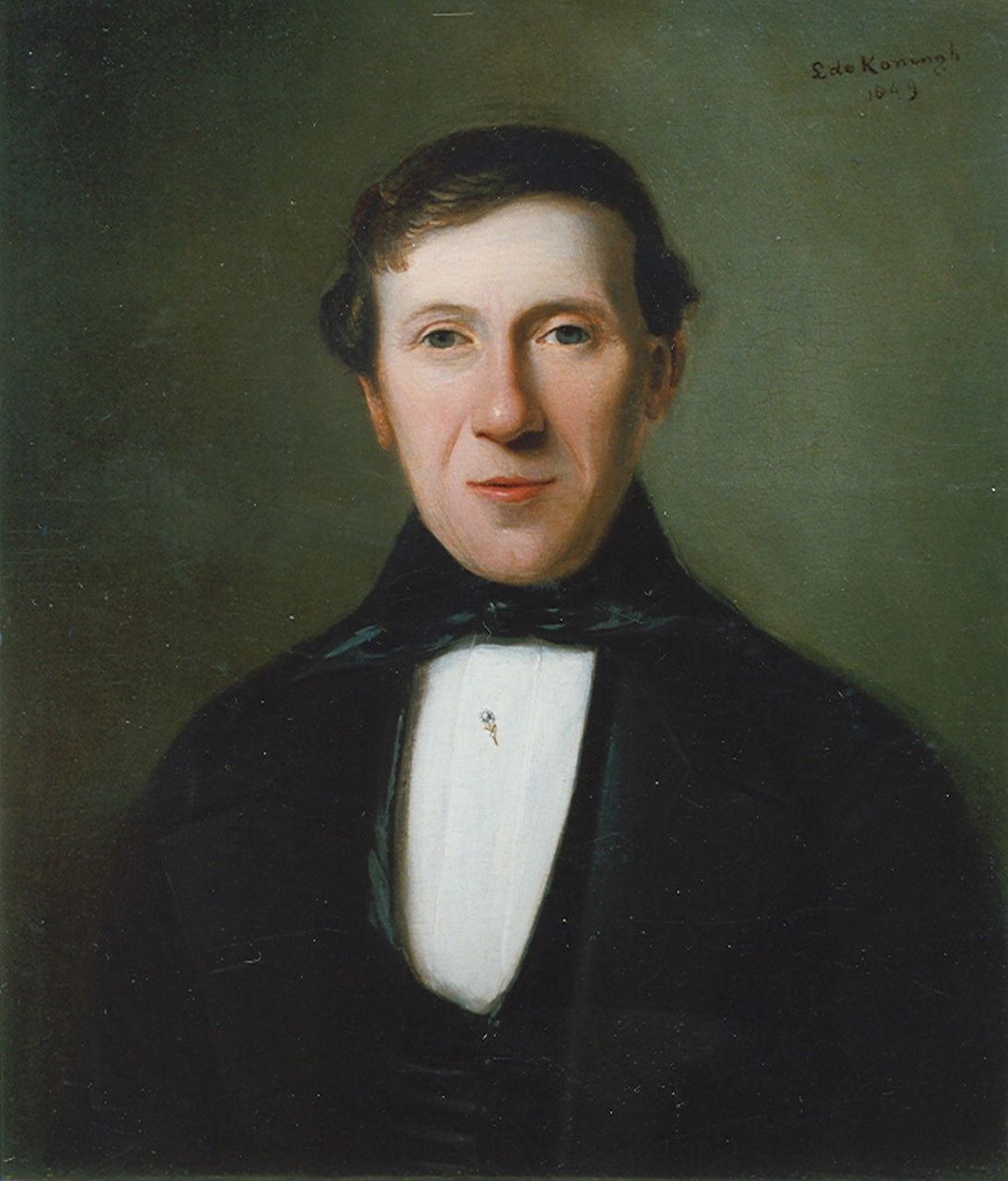 Koningh L. de | Leonard de Koningh, Portret van dhr. de Vries, olieverf op paneel 27,5 x 24,5 cm, gesigneerd rechtsboven en gedateerd 1849
