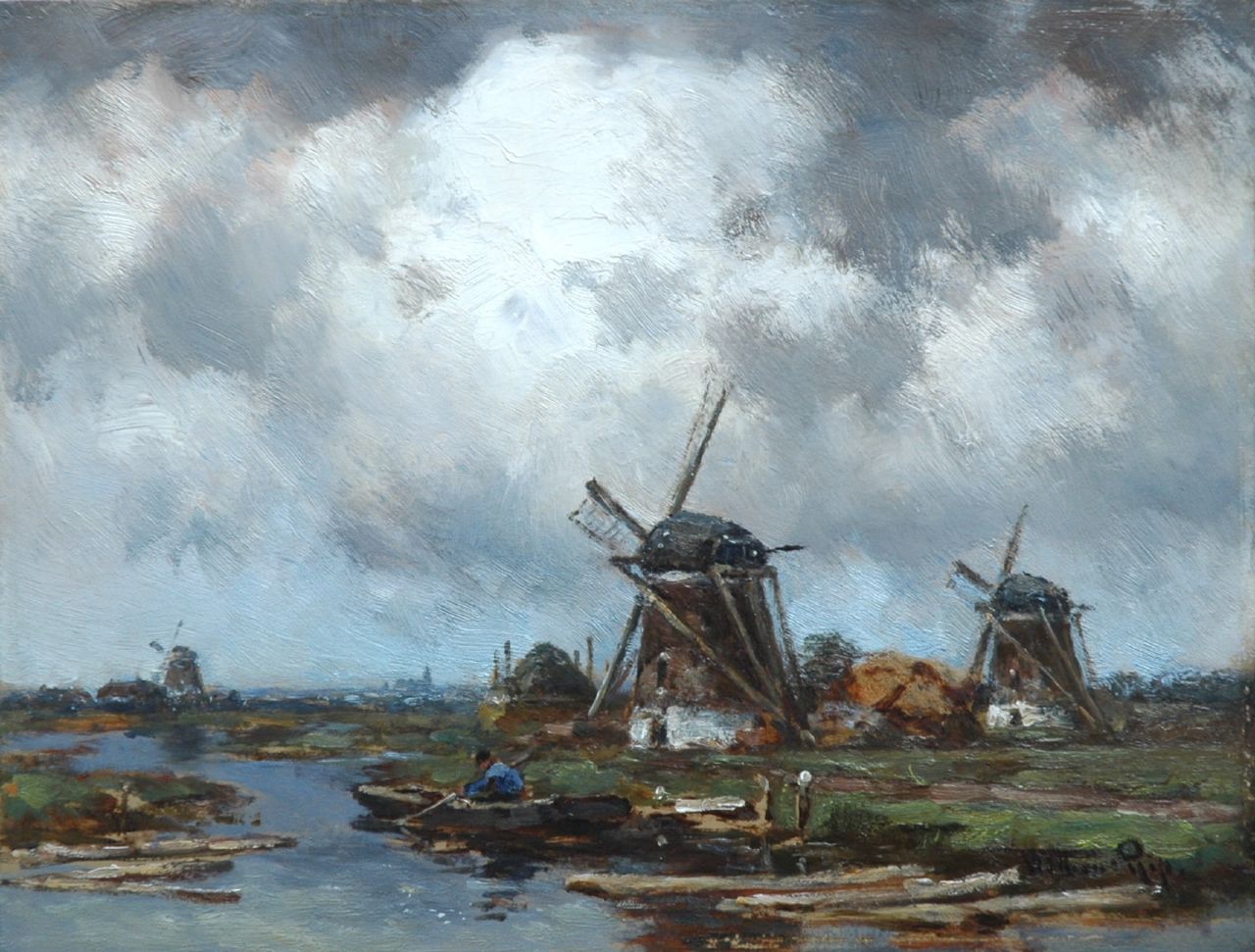 Rip W.C.  | 'Willem' Cornelis Rip, Opkomende bui in de polder, olieverf op paneel 27,7 x 36,2 cm, gesigneerd rechtsonder en verso